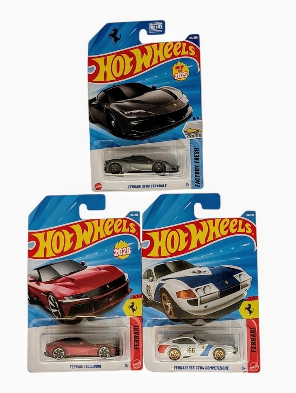 Hot Wheels Ferrari Lot: 12Cilindri + SF90 Stradale + 365 GTB4